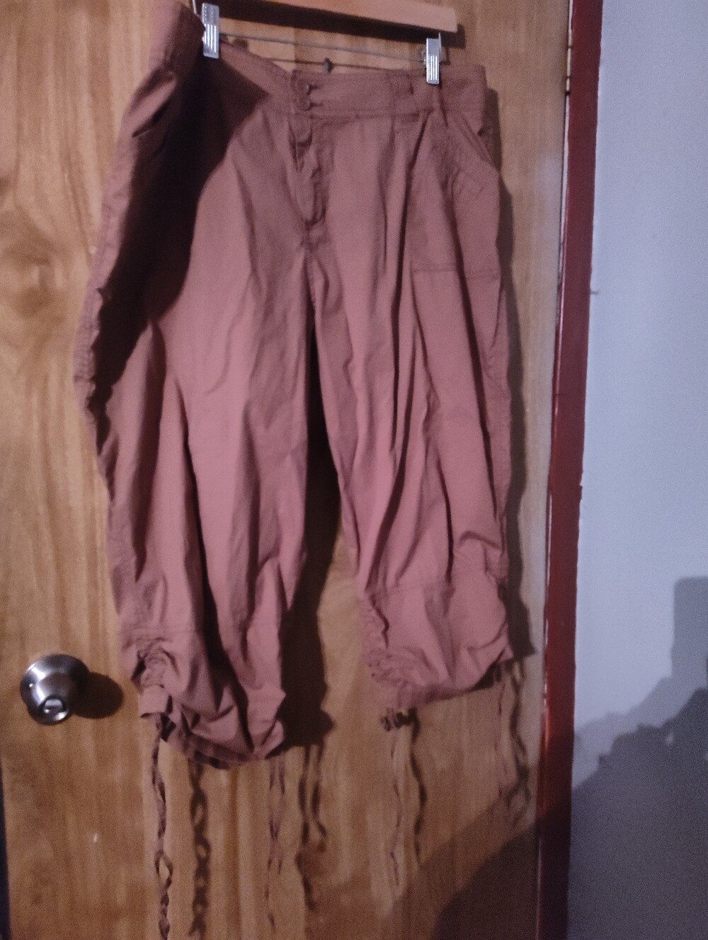 Boho Cargo Drawstring Crop Pants in Terracotta